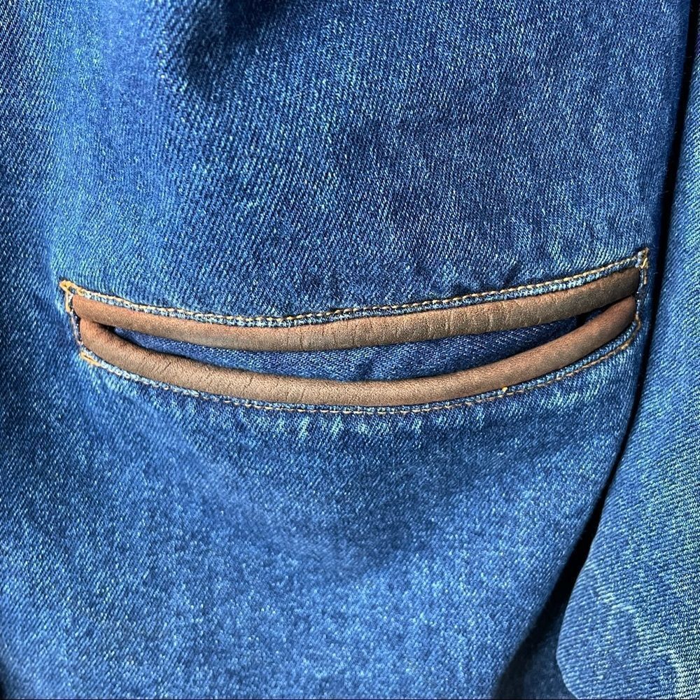 Vintage Forenza Blue Denim with Leather Collar Jacket Size Medium - Picture 3 of 16